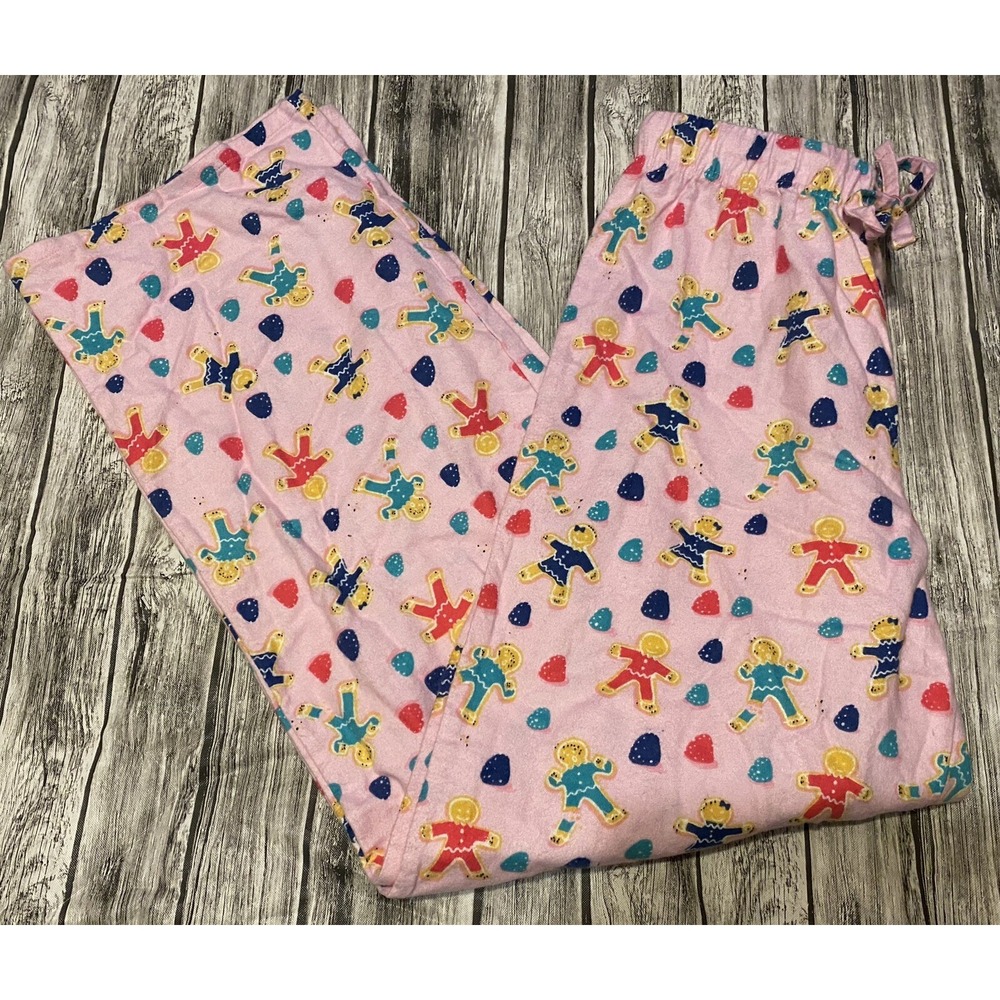 NITE MUNKI PJ Sleepwear FLANNEL BOTTOMS PINK Gum Drops Gingerbread Christmas Nwt
